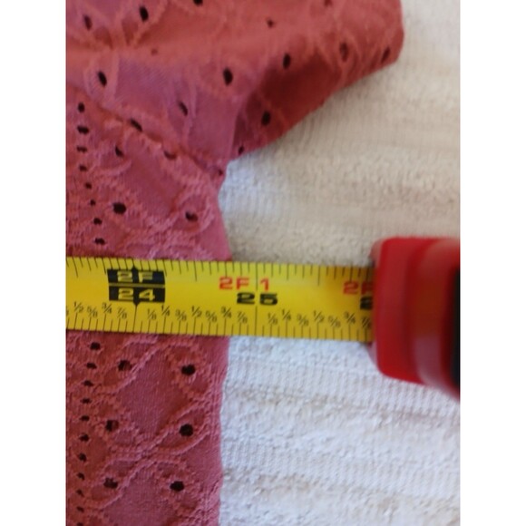 SHEIN Curve Women's  Size 3XL Eyelet Blouse Pink Round Neck Short Petal Sleeve - Picture 11 of 14